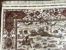 Turkish Silk Rug 5x8, Ivory, Hunting Design, Animal Pictorials, Bamboo Silk