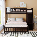 Twin Over Full Bunk Bed With Storage Solid Wood Espresso