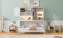 Twin Size Wall Murphy Bed with Top Cabinet, Shelves ,Space Saving Foldable Bed with Light & USB,White