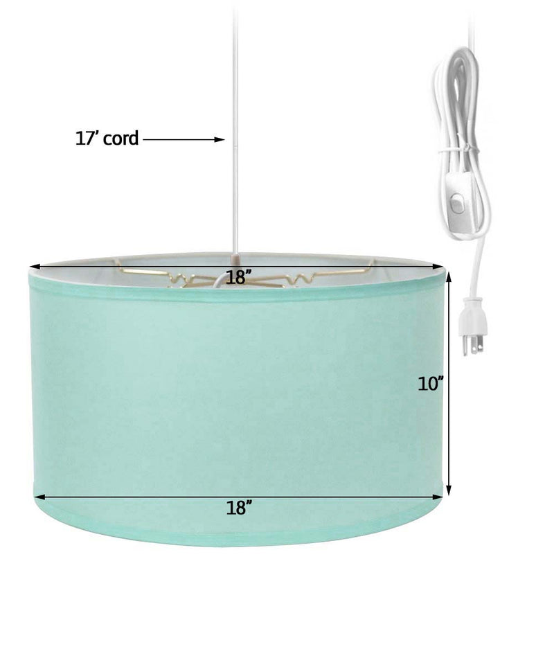 1 Light Swag Plug-In Pendant 18"w Island Paradise Blue Shade, 17' White Cord