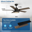 52 Inch Ceiling Fan With Light Remote Control Dimmable LED