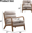 Beige Mid Century Modern Upholstered Accent Armchair