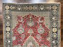 Wonderful Persian Silk Rug 5x7, Birds Floral Vases, Red, Hand Knotted Silk Fine Oriental Carpet, Handmade Vintage, Persian Qum Rug, 400 KPSI