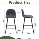 Dark Gray Linen Fabric Bar Chair Set - Two Pieces, Rounded Backrest, Metal Legs, Multiple Colors