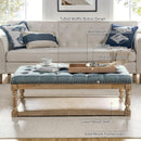 Blue Rectangular Upholstered Ottoman Coffee Table Tray