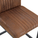 Table and chair set.A 49.6*30 Inch Transparent Tempered Glass Dining Table With Walnut Wood Grain MDF Legs.Paired With 4 Ergonomic Brown Technology Fabric Dining Chairs,Black Metal Legs.