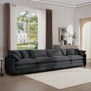 Modern Upholstered 4 Seater Fabric Sofa With Arm And Throw Pillows