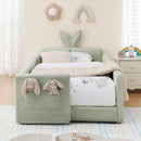 Cute Rabbit Ear Upholstered Platform Bed Frame With Safety Rail