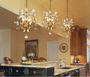 Gold Three Light Crystal Chandelier Ceiling Fixture With Adjustable Chain