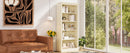 83.4' Tall Wood Bookcase with light strip,5-Tier Decor Bookshelves with Adjustable Shelves,Storage Organizer for CDs/Books,Free Standing Storage Shelves for Living Room,Home Office,Beige and Yellow