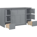 Twin Size Murphy Bed with Drawers, Cabinets and USB Ports,Gray