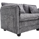 UNITED WE WIN Chenille fabric, solid construction, the overall structure of the sofa is stable, detachable armrests, two foot stools and two-seat sofa with side pockets
