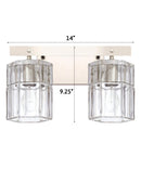14"W Sloane 2-Light Vanity Polished Nickel with Clear Grooved Glass