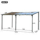 Outdoor Wall-Mounted Gazebo with Sloped Roof Design, UV Protection, and Durable Iron Frame, 14.76x9.22 FT, Gray