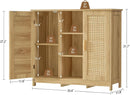 Rattan Storage Cabinet With 4 Adjustable Shelves Natural