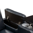 Modern PU Leather Power Recliner with Cooling Cup Holder, Bluetooth Speaker, LED Lights, and Tray Table in Black