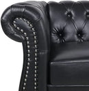 Three Piece Living Room Furniture Set With Faux Leather Chesterfield Sofa Club Chair And Loveseat In Black