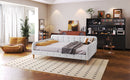 Full Size Upholstered Daybed with 4 Support Legs,Beige(Old SKU:DL001825)