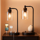 Set Of 2 Industrial Table Lamps With USB Ports And Stepless Dimming