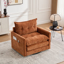 UNITED WE WIN Swivel Barrel Chair - Mid Century Modern Chair, Thick Padded Arm Chair with Solid Metal Base, Comfortable Single Sofa Chair, Swivel Accent Chair for Living Room Bedroom