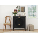 3 Drawer Cabinet with Hollow-Carved 3 Drawer Dresser Storage Chest with Metal Handles For Entryway Living Room Bedroom