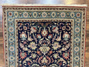 Blue Persian Qum Rug 5x7, Very Fine and Wonderful Authentic Persian Carpet, Wool Hand Knotted Vintage Semi Antique Oriental Rug, Floral, Ghom Qom Rug