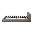 Stylish Gray Upholstered Bed with Faux Leather, Queen Size, Minimalist Design