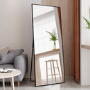 Tempered mirror 71" x 32" Tall Full Length Mirror with Stand, Black Wall Mounting Full Body Mirror, Metal Frame Full-Length Mirror for Living Room, Bedroom