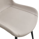 Table and chair set.A minimalist retro rectangular dining table with a textured top and black metal legs.Paired With 4 Warm Light Gray Artificial PU Chairs With Curved Widened Cushion Design.