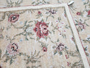 Needlepoint Rug 10x14 Wool Flatweave Carpet, English Floral Pattern, Pale Yellow, Roses, Allover Pattern, Handmade Large Needlepoint Nice