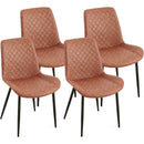 Brown Set of 4 Leathaire Dining Chairs ,Mid-Century Modern Leathaire Chairs Kitchen Living Room Armless Side Chair with Metal Legs Set Of 4