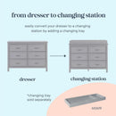 Charlie 6 Drawer Double Dresser Grey For Nursery And Kids Bedroom Storage