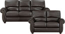 Dark Brown Top Grain Leather Sofa Set With Loveseat