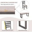 6 Piece Rustic Wood Dining Table Set With Bench And Chairs