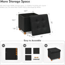 Black Linen Premium Storage Cube Ottoman Tray 15Inch