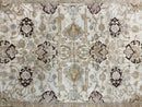 Peshawar Rug 5x7, Beige and Maroon, Vintage Handmade Wool Traditional Carpet 5 x 7 ft, Pakistani Rug, Agra Pattern, Very Fine 260 KPSI