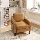 Brown PU Leather Accent Armchair With Removable Cushions