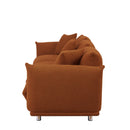 Originality Shapes Curry Lambswool Sherpa 4 Seater Sofa With Metal Legs, Solid Wood Frame Couch with 3 Pillows, Linear and Modular Version Design, Possibility Combined Armchair Current Style