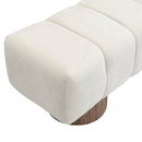 Upholstered Dining Bench, No-Assembly Entryway Bench Ottoman, Beige Chenille Fabric, 50' Length