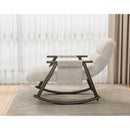 Casual folding rocking chair upholstered, lounge rocking chair adjustable high back and foot rest,side pockets placed in living room bedroom balcony