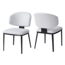 Modern PU Leather Upholstered Dining Chairs Set of 2, White, Metal Legs, 21x24.75x32 inches
