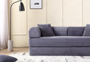 Convertible Sleeper Sofa Bed with Cylindrical Pillow - Corduroy Folding Mattress Couch with Fixed-Shape Frame for Living Room, Bedroom, Lounge, Studio - Gray