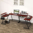 Vista L Shape Desk With Adjustable Monitor Stand Cherry