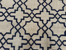 Indian Kilim Rug 8x10, Oat and Navy Blue, Dhurrie Carpet, Handmade, Wool
