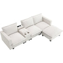 [VIDEO+NEW]109*57' Modern Sectional Cloud Sofa with Console,USB charger,Reading Light,Cup Holder,Wide Seat,4 Seat Chenille Modular Couch,Storable Indoor Funiture for Living Room,Apartment,2 Colors