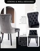 Leather Dining Chairs Set of 2 Black Nailhead Trim
