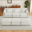 Modern Modular Sofa Couch Upholstered in Corduroy with Side Storage and Movable Ottomans, Beige, 112.6'