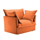 Slip-covered Armchair with 1 Big Back Cushion and 2 Big Toss Pillows, Single Deep Seat Comfy Single Couch Sofa Multiple Large Soft Pillows, Chenille Fabric, Orange