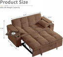 65 Inches Durable Convertible Sleeper Sofa ChocolateBrown