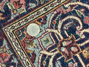 Small Persian Kashan Rug 2x3, Red and Navy Blue, Handmade Vintage Wool Semi Antique Persian Carpet, Semi Open Field